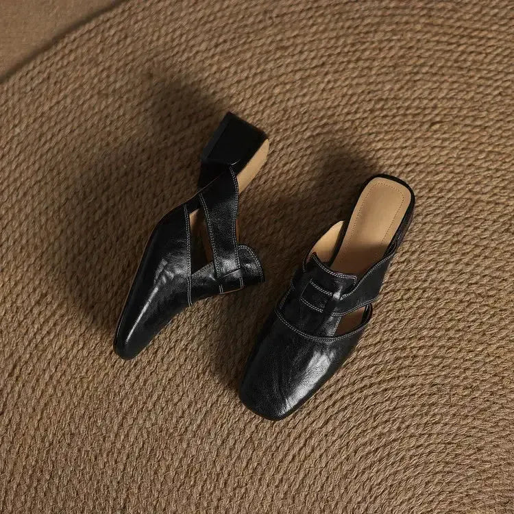 SELENE™ | Elegant Leather Slide Mules