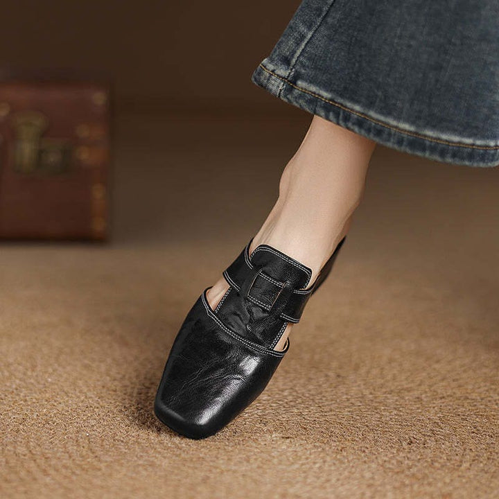 SELENE™ | Elegant Leather Slide Mules