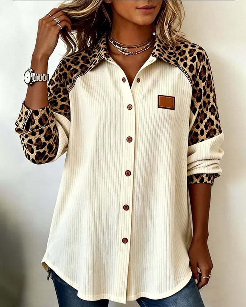 SAVANNAH™ | Leopard Print Button-Front Blouse