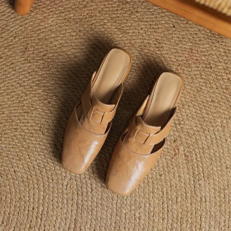 SELENE™ | Elegant Leather Slide Mules