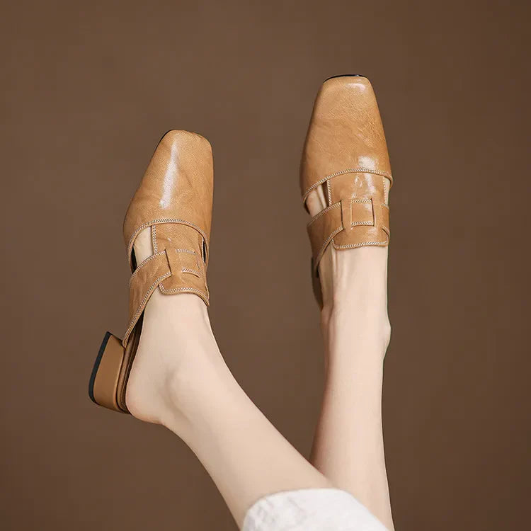 SELENE™ | Elegant Leather Slide Mules