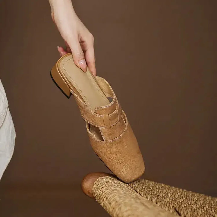 SELENE™ | Elegant Leather Slide Mules