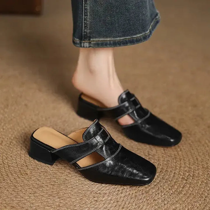 SELENE™ | Elegant Leather Slide Mules