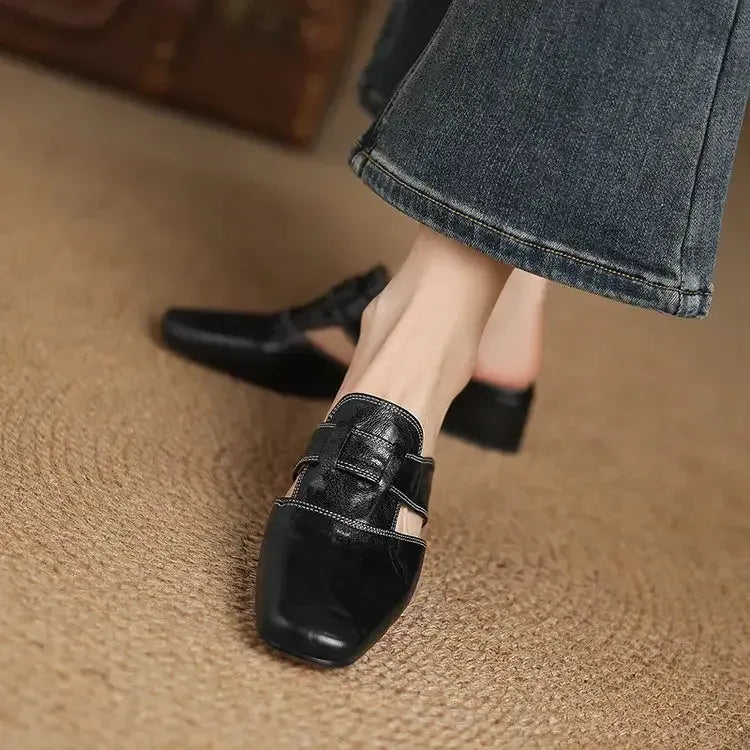 SELENE™ | Elegant Leather Slide Mules