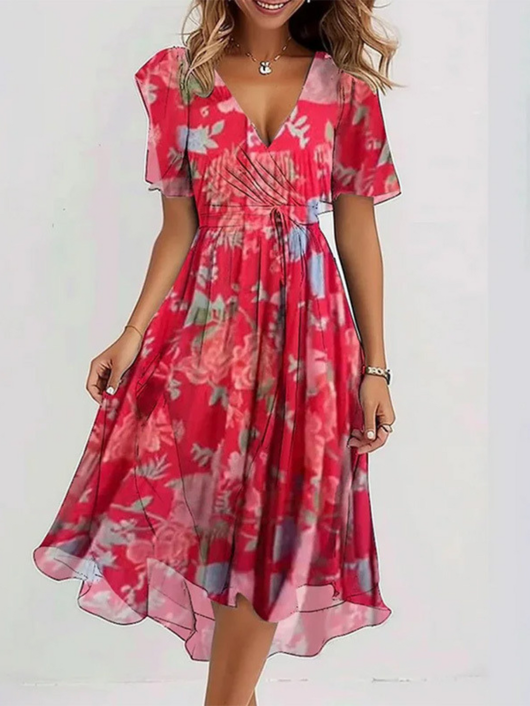 LAVINA™ | Vibrant Boho Midi Dress