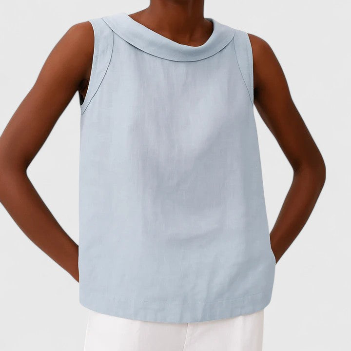 Avery| Elegant Top with Roll Collar