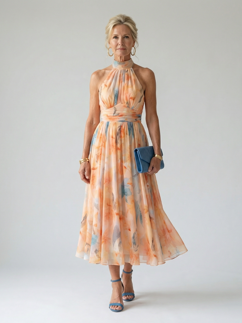 ELINA™ | Soft Halter Midi Dress