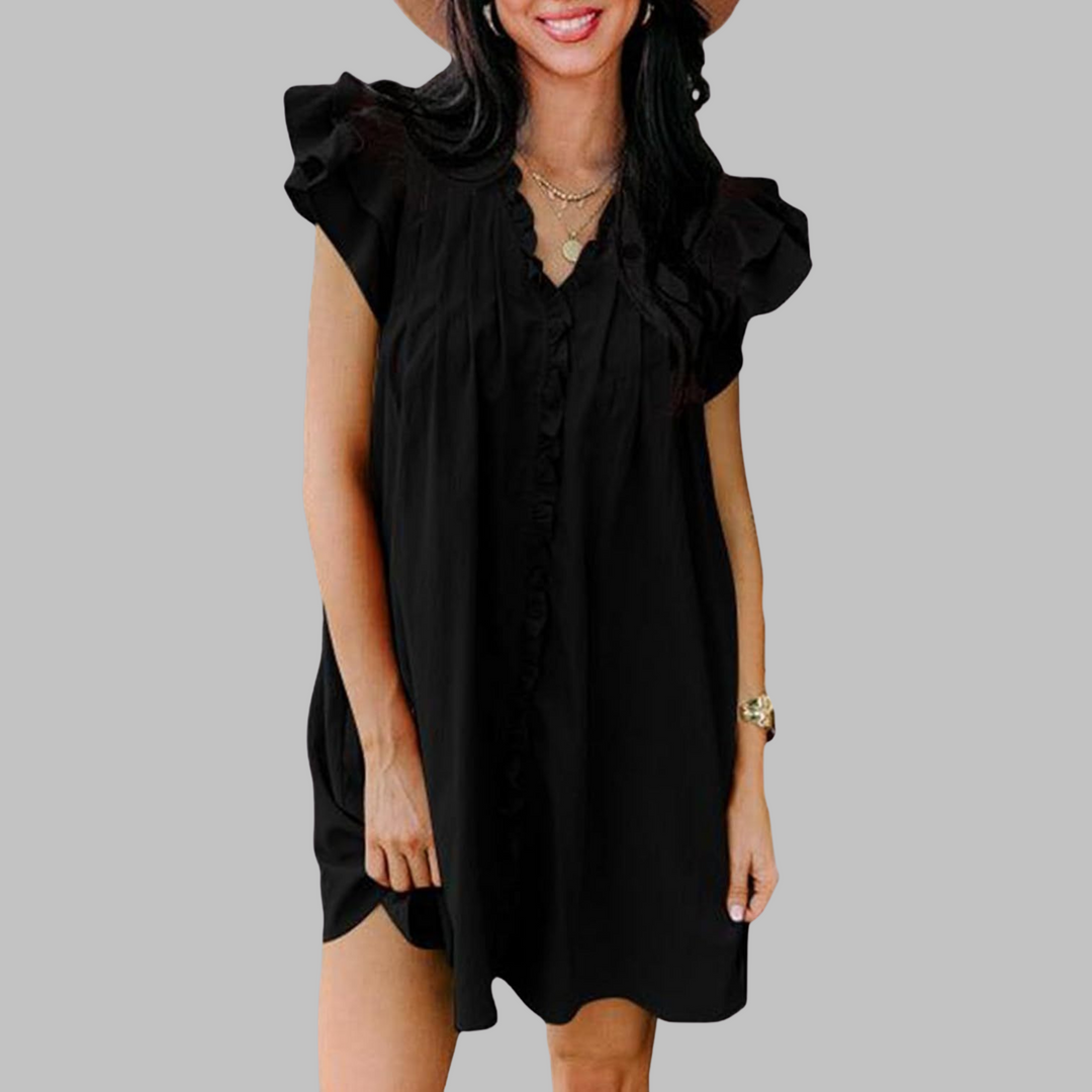 MARCELLA™ | Casual V-Neck Ruffled Midi Dress