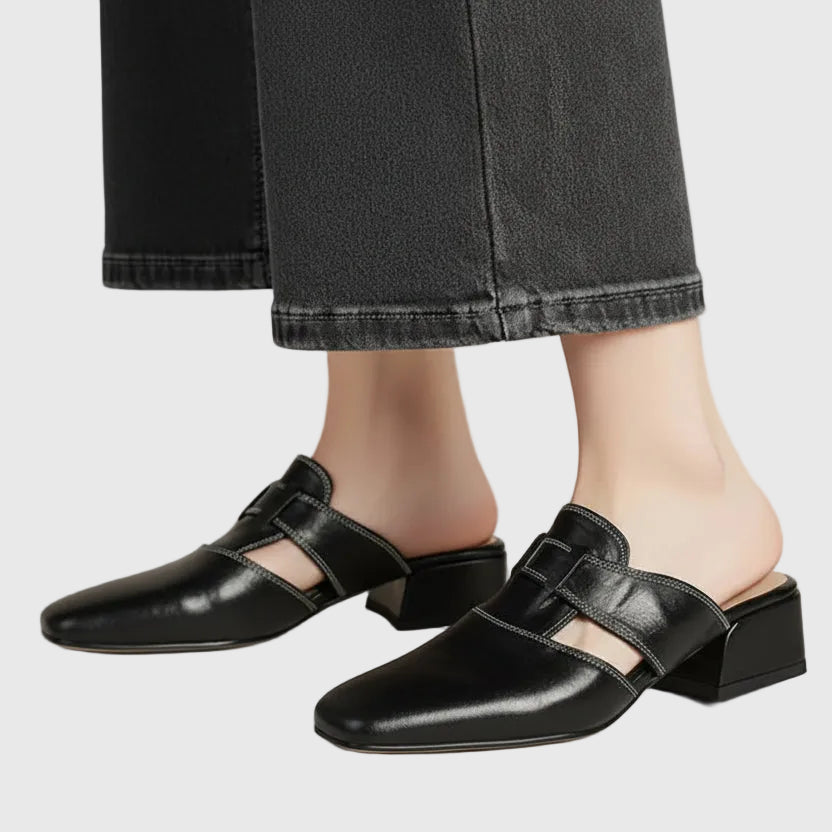 SELENE™ | Elegant Leather Slide Mules