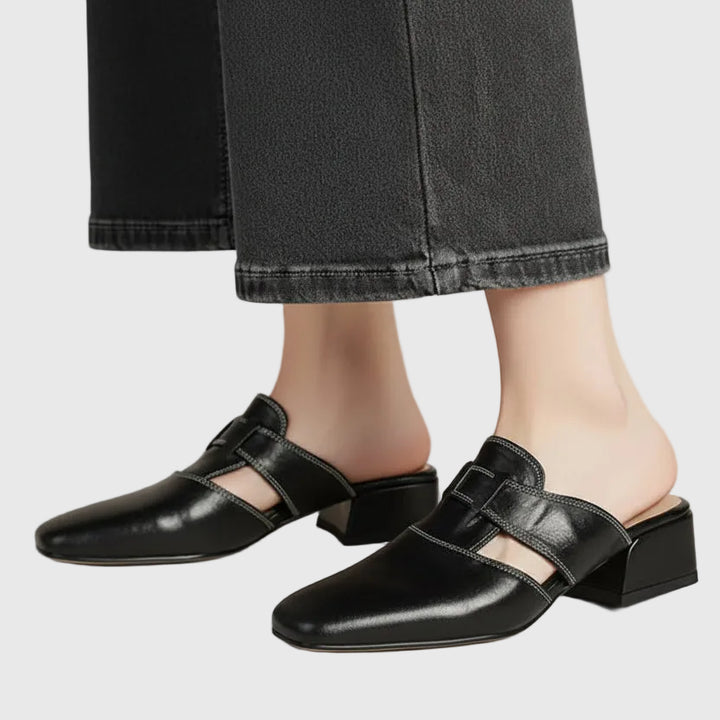 SELENE™ | Elegant Leather Slide Mules