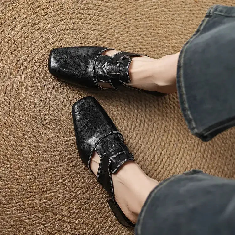 SELENE™ | Elegant Leather Slide Mules
