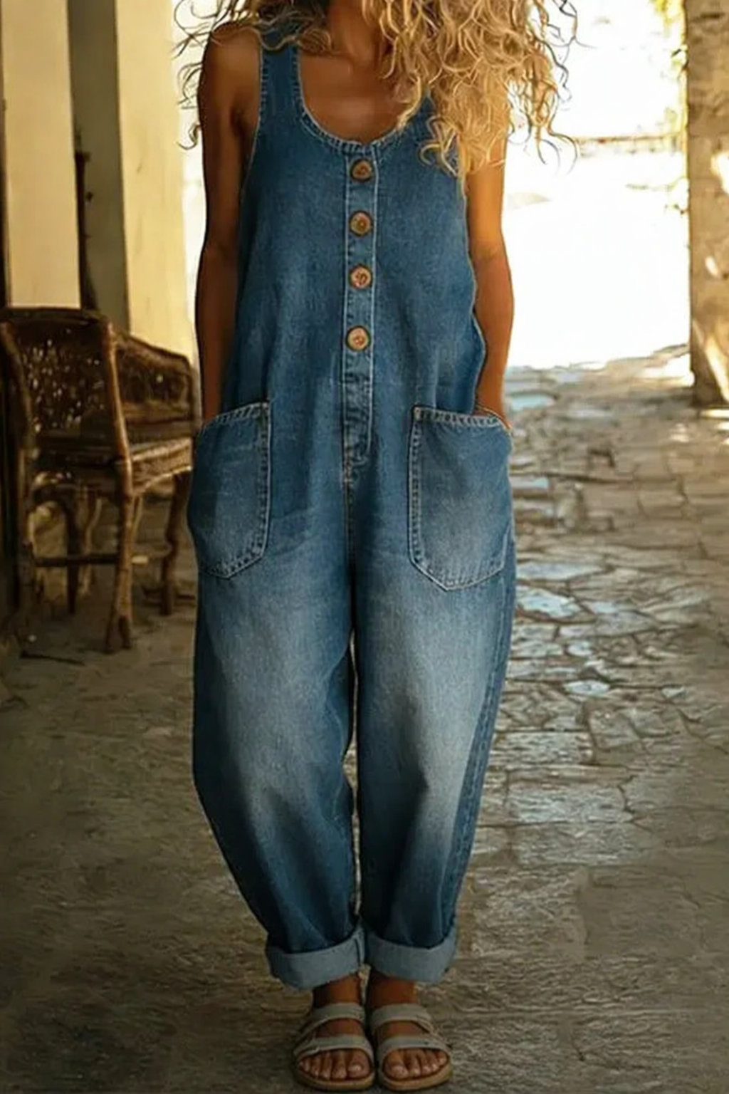 Luna™ | Vintage Denim Jumpsuit