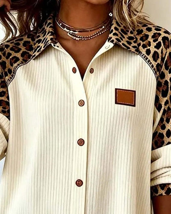 SAVANNAH™ | Leopard Print Button-Front Blouse