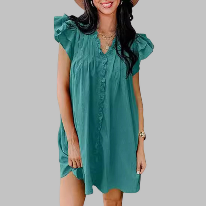 MARCELLA™ | Casual V-Neck Ruffled Midi Dress