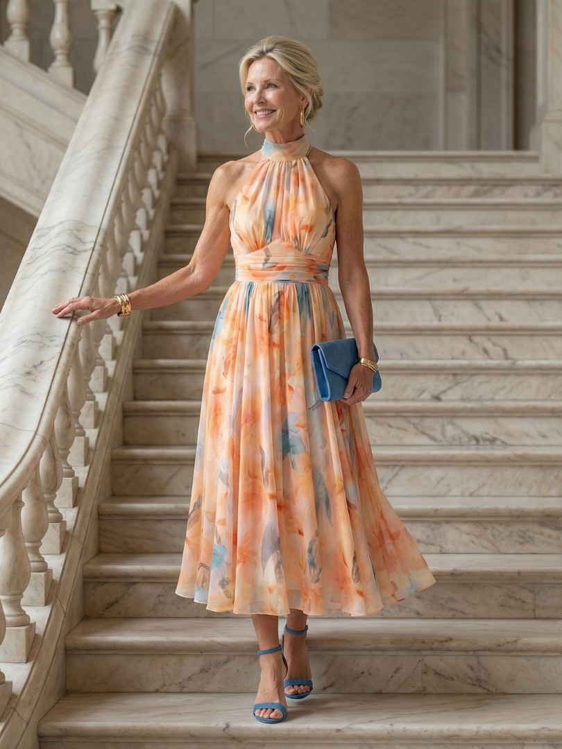 ELINA™ | Soft Halter Midi Dress