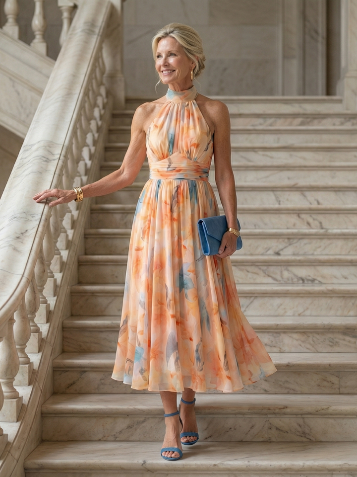 ELINA™ | Soft Halter Midi Dress