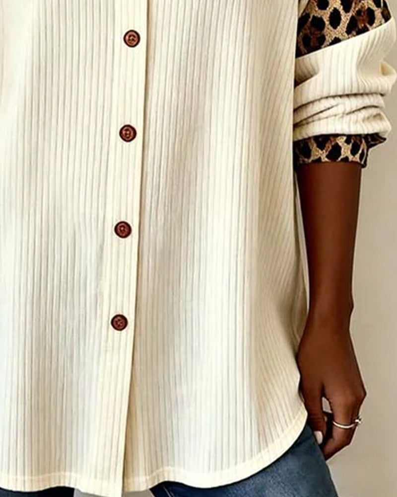 SAVANNAH™ | Leopard Print Button-Front Blouse