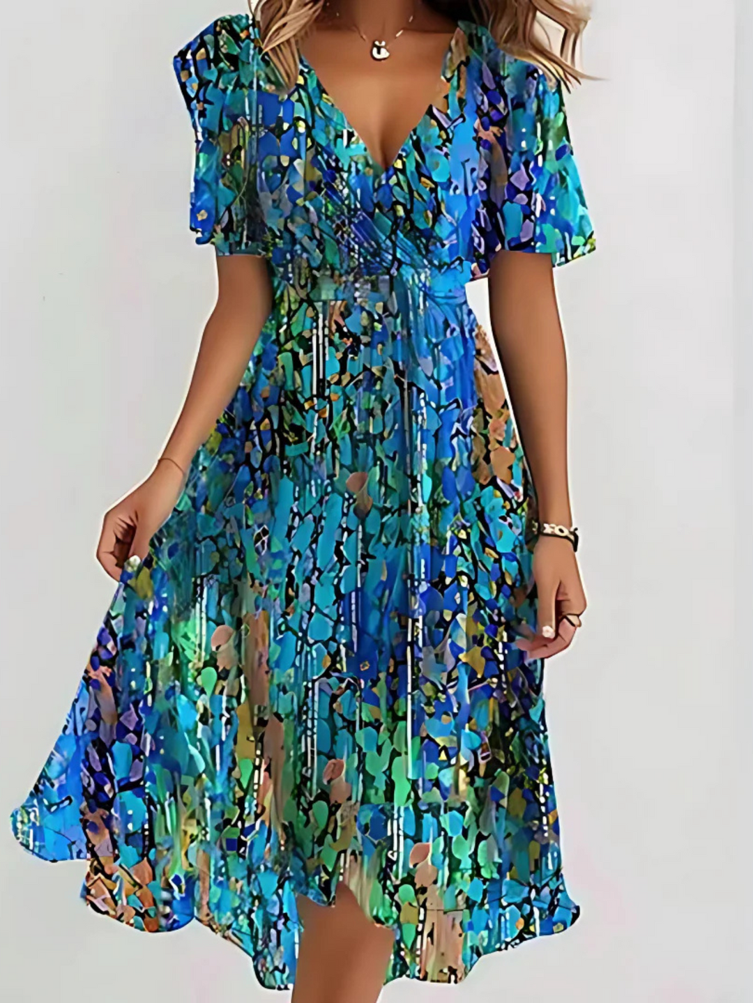 LAVINA™ | Vibrant Boho Midi Dress