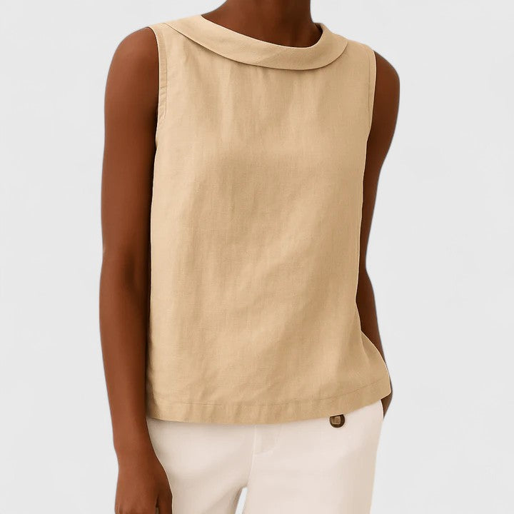 Avery| Elegant Top with Roll Collar