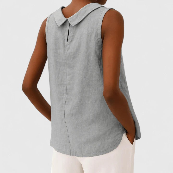 Avery| Elegant Top with Roll Collar