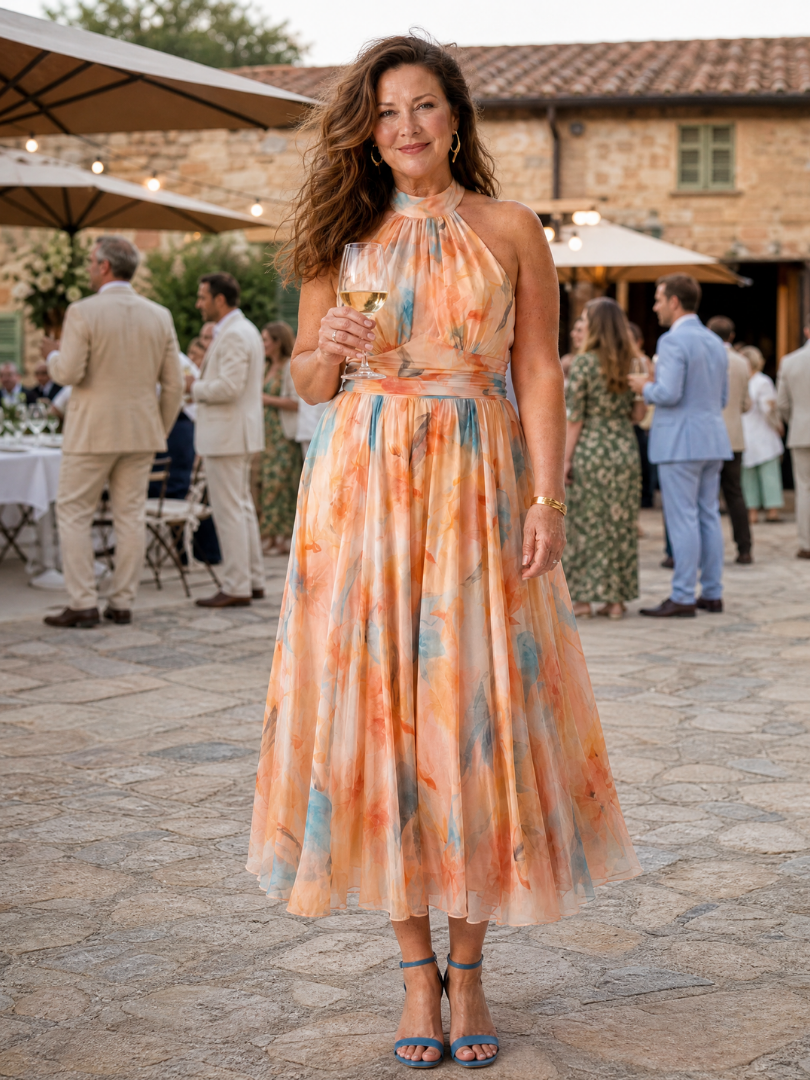 ELINA™ | Soft Halter Midi Dress