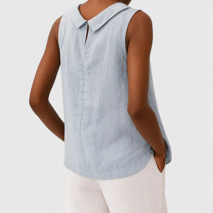 Avery| Elegant Top with Roll Collar