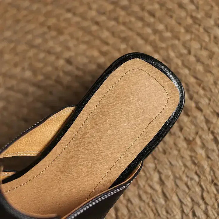 SELENE™ | Elegant Leather Slide Mules