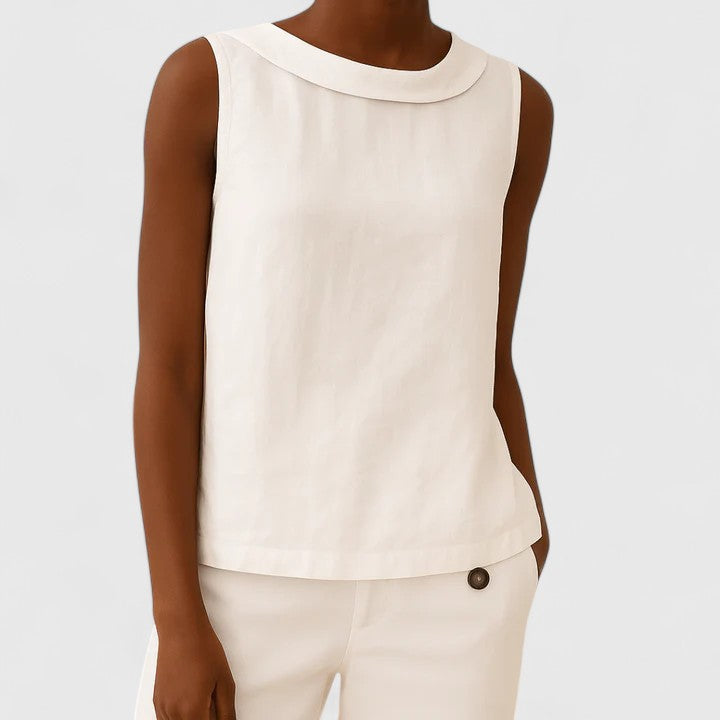 Avery| Elegant Top with Roll Collar