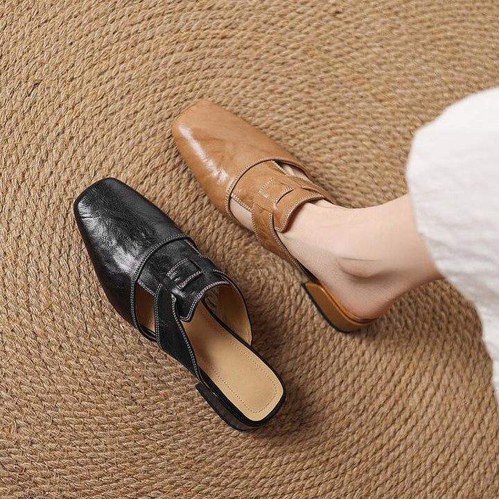 SELENE™ | Elegant Leather Slide Mules