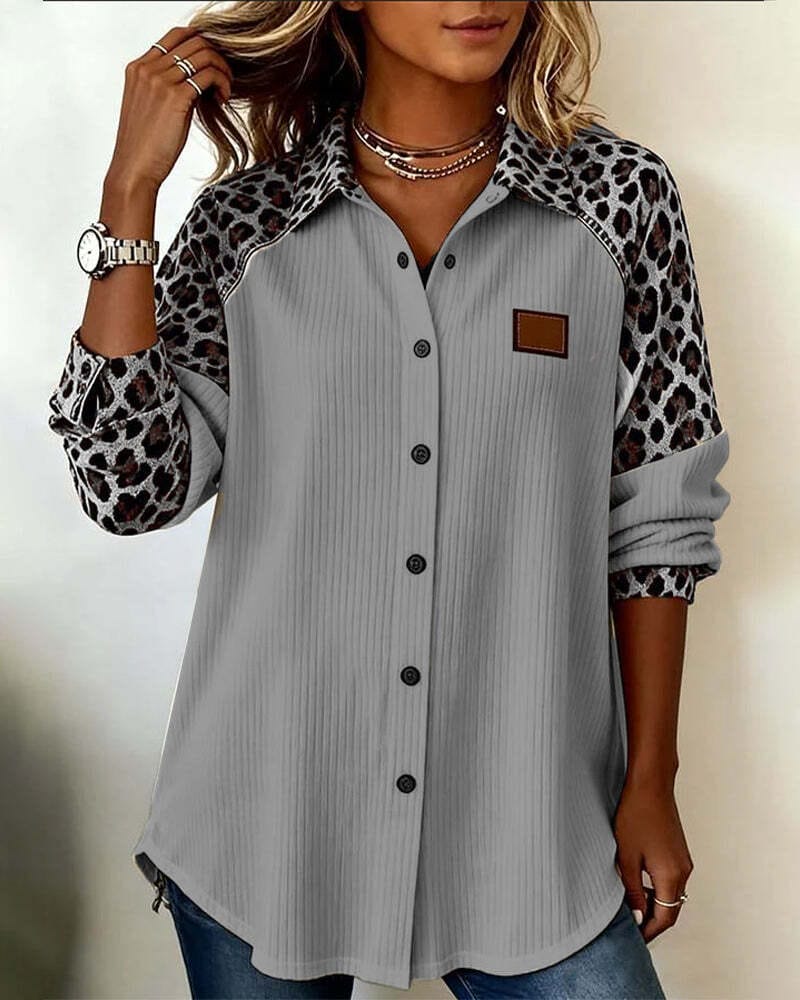 SAVANNAH™ | Leopard Print Button-Front Blouse