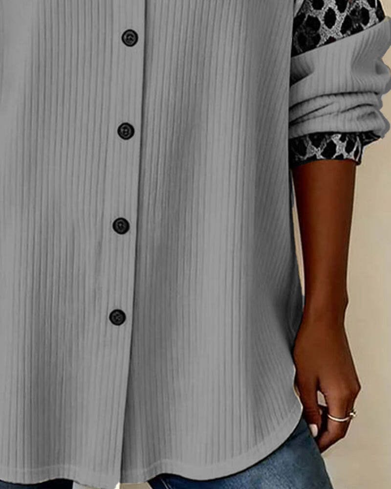 SAVANNAH™ | Leopard Print Button-Front Blouse