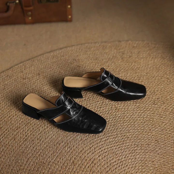 SELENE™ | Elegant Leather Slide Mules