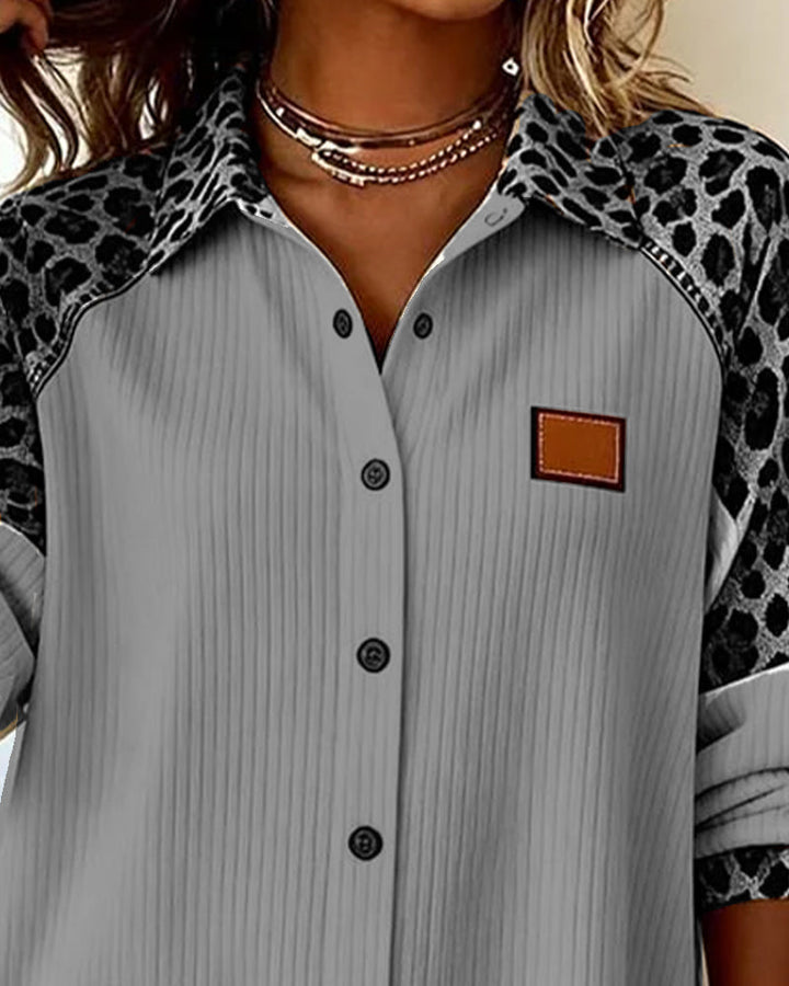 SAVANNAH™ | Leopard Print Button-Front Blouse