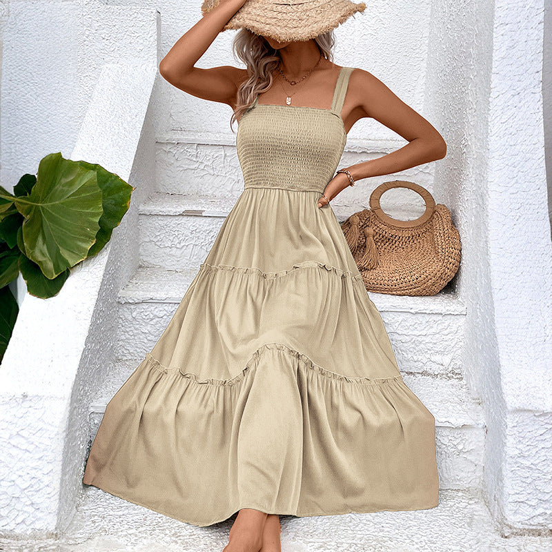 FIORELLE™ | Vintage Frill Hem Shirred Backless Sundress