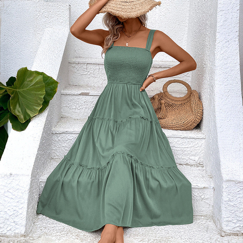 FIORELLE™ | Vintage Frill Hem Shirred Backless Sundress