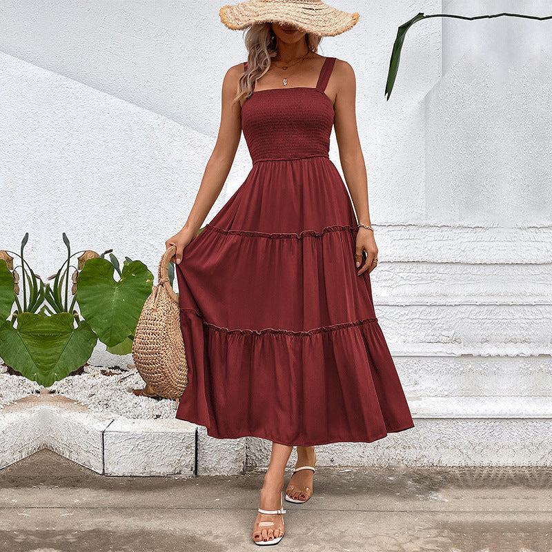 FIORELLE™ | Vintage Frill Hem Shirred Backless Sundress