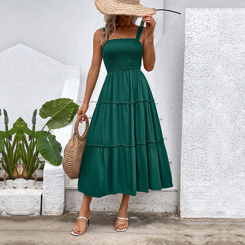 FIORELLE™ | Vintage Frill Hem Shirred Backless Sundress