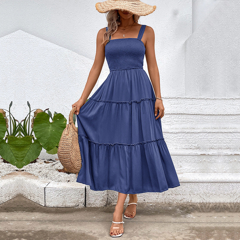 FIORELLE™ | Vintage Frill Hem Shirred Backless Sundress