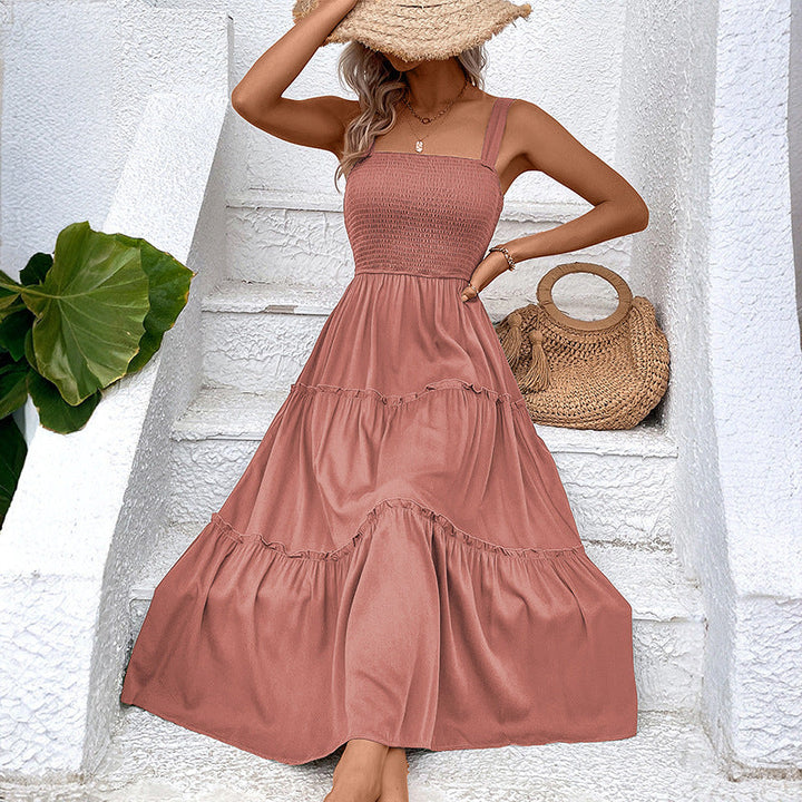FIORELLE™ | Vintage Frill Hem Shirred Backless Sundress