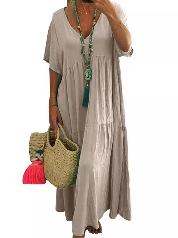 LINNEA™ | Soft Ruffle V-Neck Maxi Dress