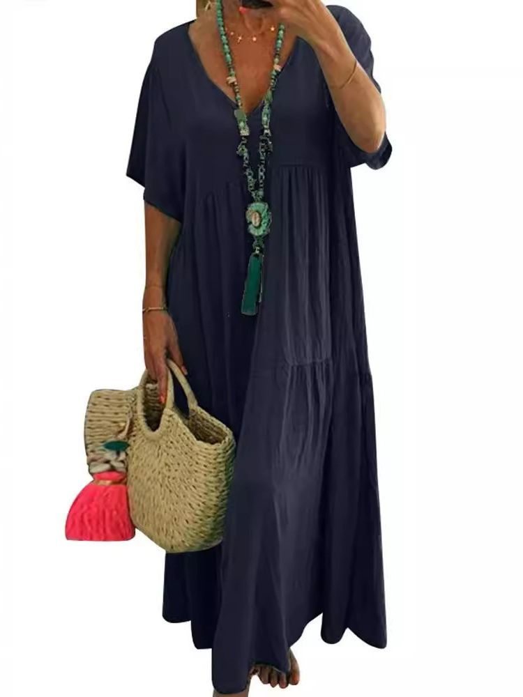 LINNEA™ | Soft Ruffle V-Neck Maxi Dress