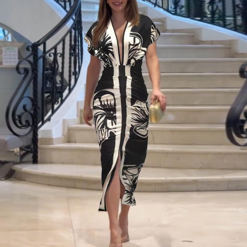 LUCIANA™ | Elegant Casual Short Sleeve Midi Dress