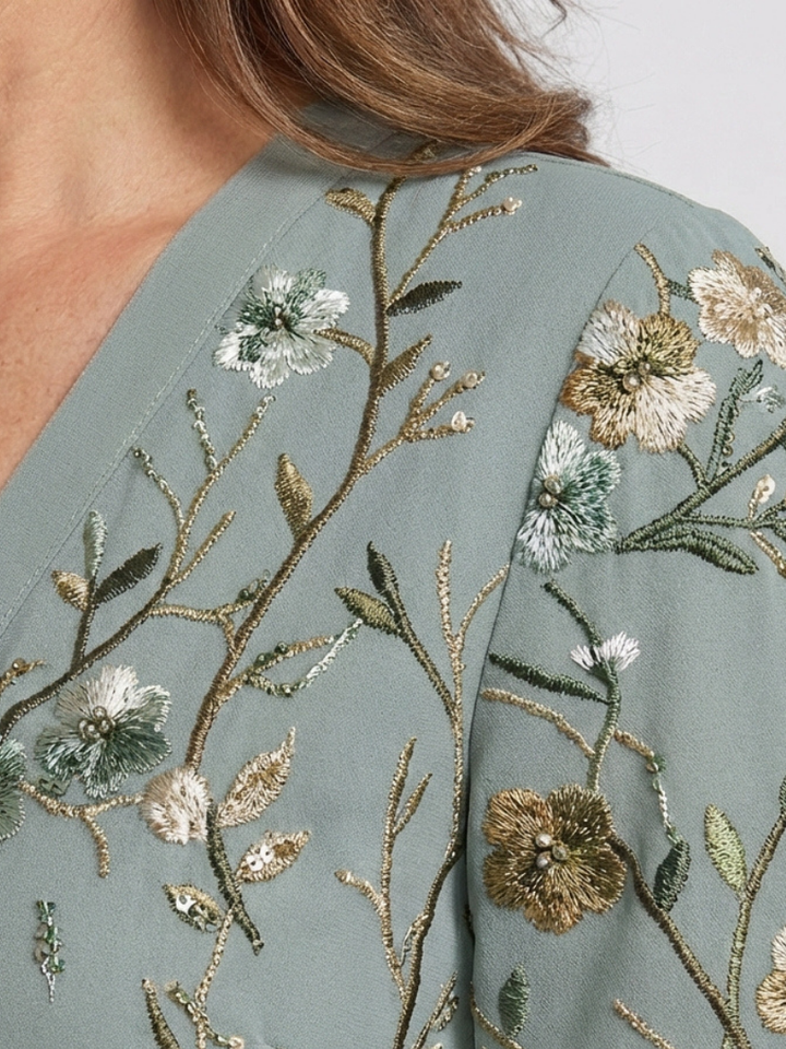 Amelia | Floral V-Neck Short Sleeve Maxi Dress