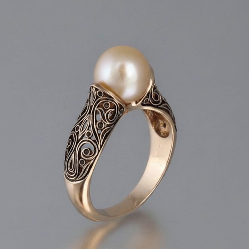 AURELIA™ | Vintage Gold Pearl Ring