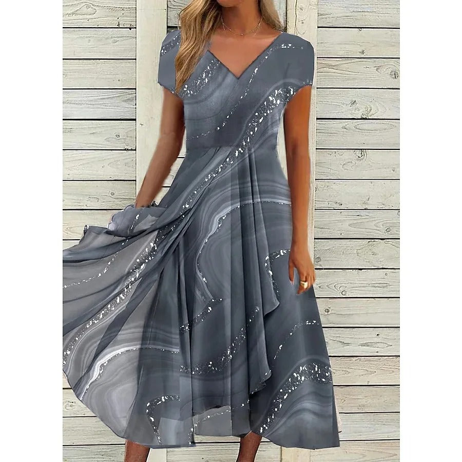 LYANNA™ | Flowing V-Neck Midi Dress