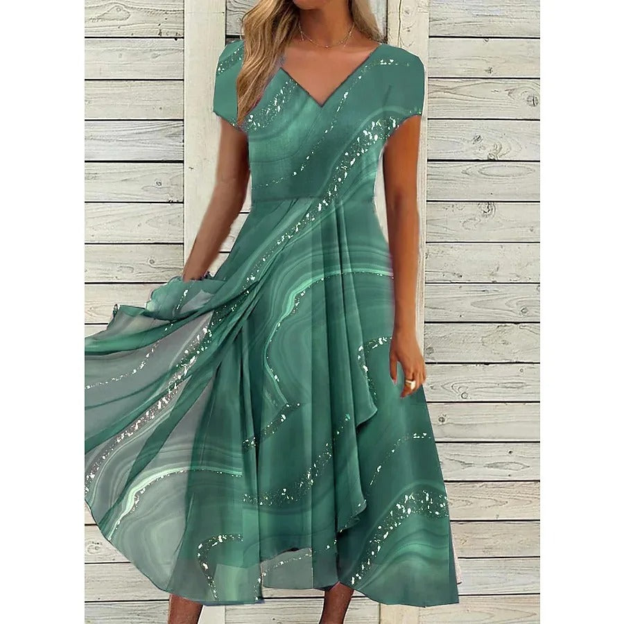 LYANNA™ | Flowing V-Neck Midi Dress