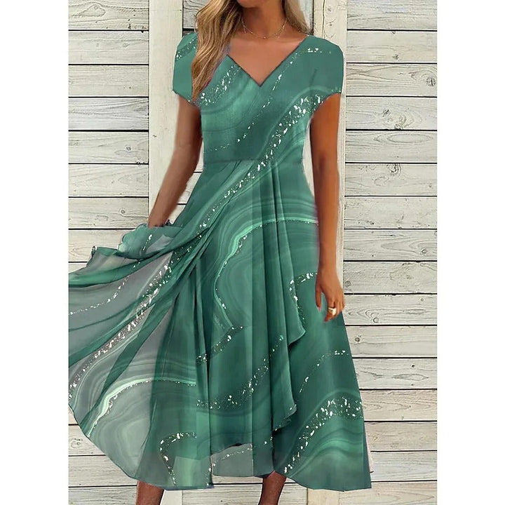 LYANNA™ | Flowing V-Neck Midi Dress